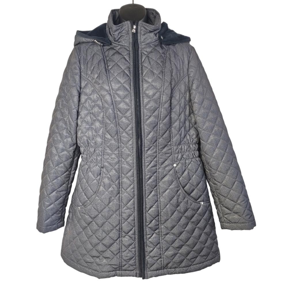 St. John's Bay Quilted Hooded Puffer Coat in Charcoal